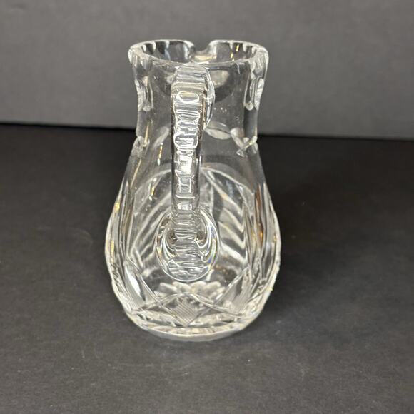 Vintage Leaded Crystal Creamer Mini Pitcher Cut Glass Leaves Fan 4.25" Quality - Picture 4 of 7